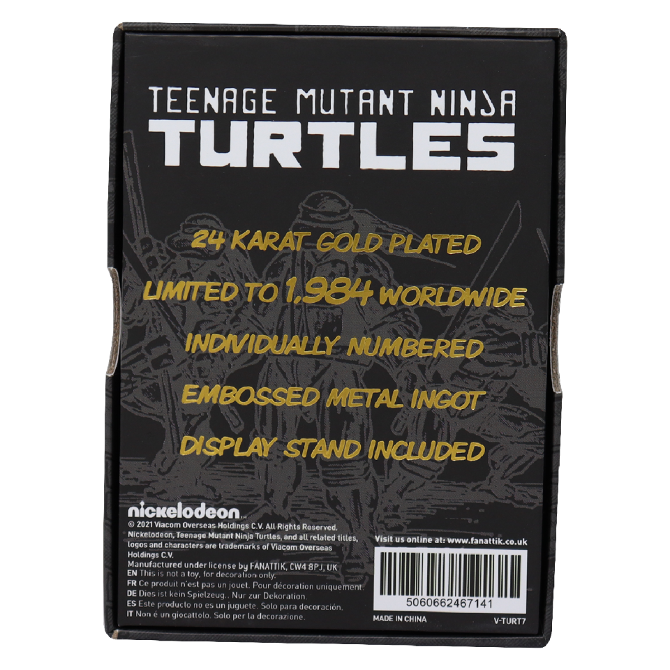 Teenage Mutant Ninja Turtles Limited Edition 24k Gold Plated Comic Book Cover Ingot