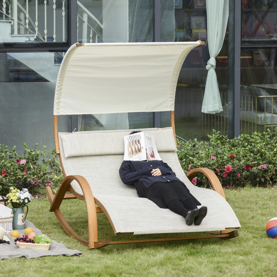 Outsunny Sonnenliege für 2 Personen grau, weiß