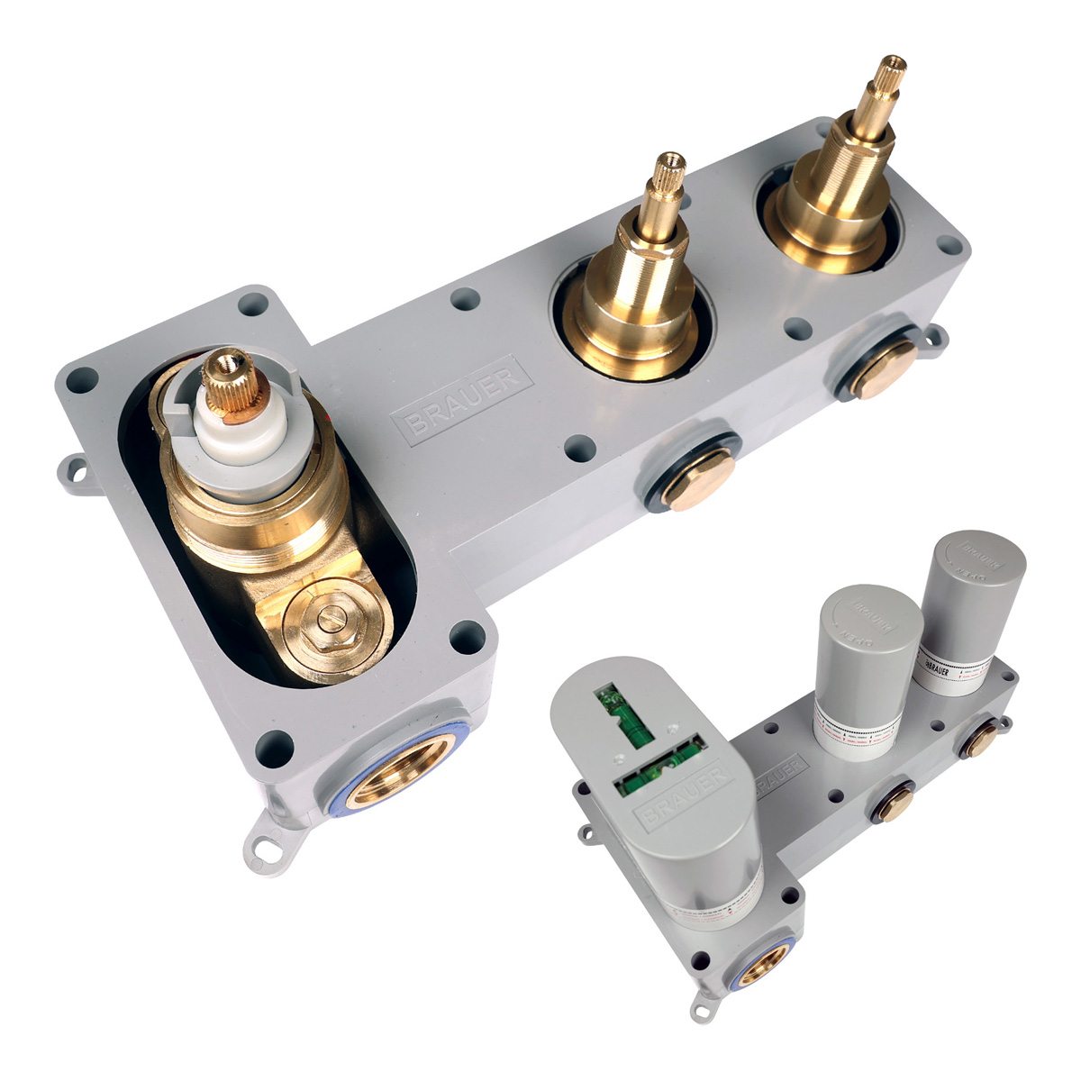 Brauer Stripe inbouw badkraan met 3 standen handdouche messing geborsteld PVD