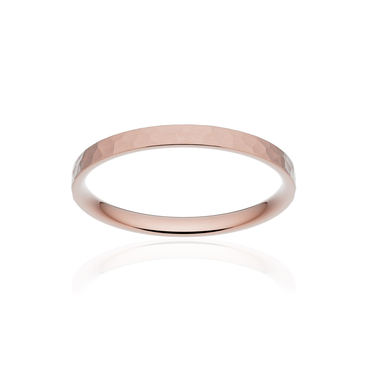 Alliance or 750 rose martelé ruban plat confort 2mm