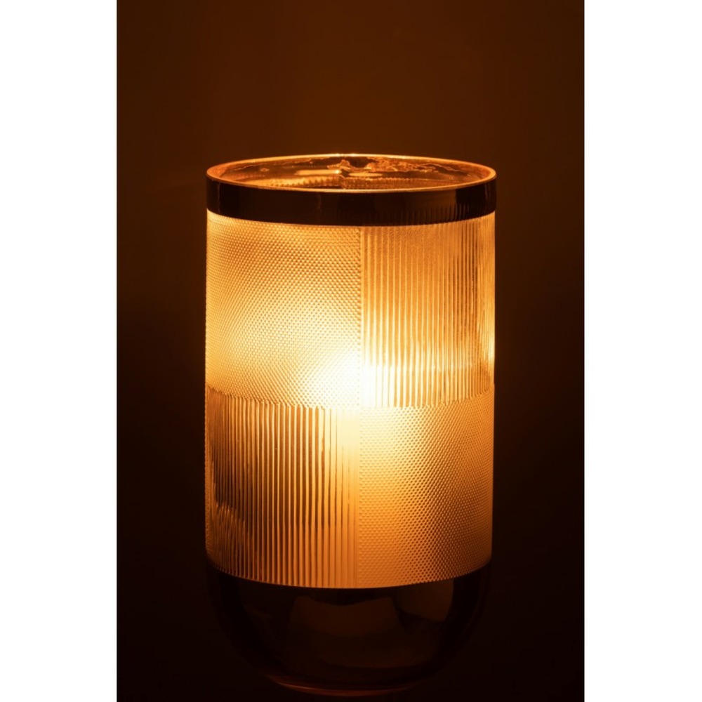 Vase cylindrique avec motif en verre à fond or 15x26cm