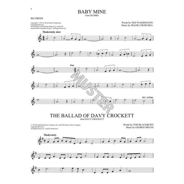 Hal Leonard 101 Disney Songs Recorder