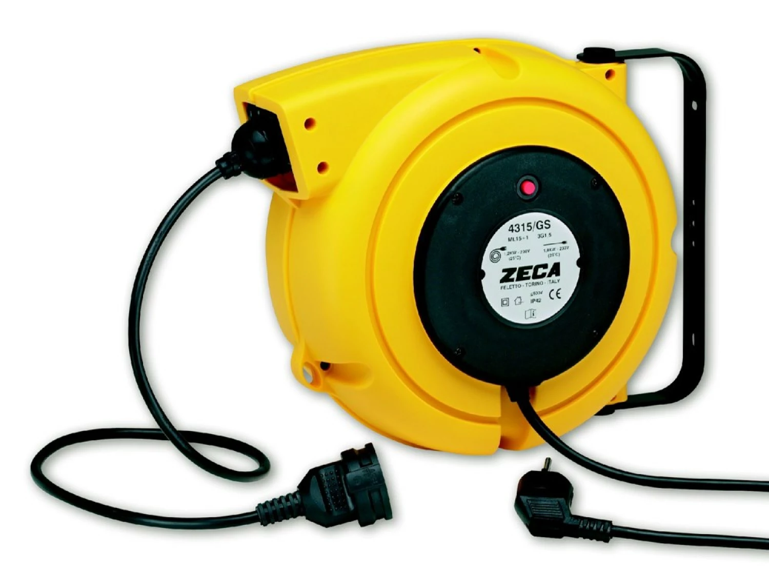 Zeca ZEEL4315/GS Kabelhaspel met PVC kabel 3 stroomgeleiders - H05VVF - 3x1.5mm² - 14 1m