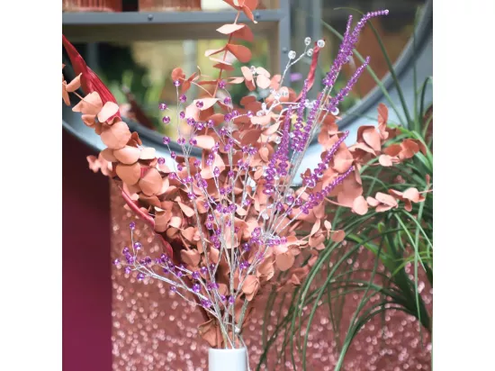 Branche de fleurs en verre violet 90 cm