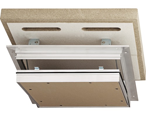Toegangsluik voor scheidingswand Alumatic F/EI90 met gipsplaatinzetstuk GKF 2 x 12,5 mm en veiligheidspal 300 mm x 300 mm
