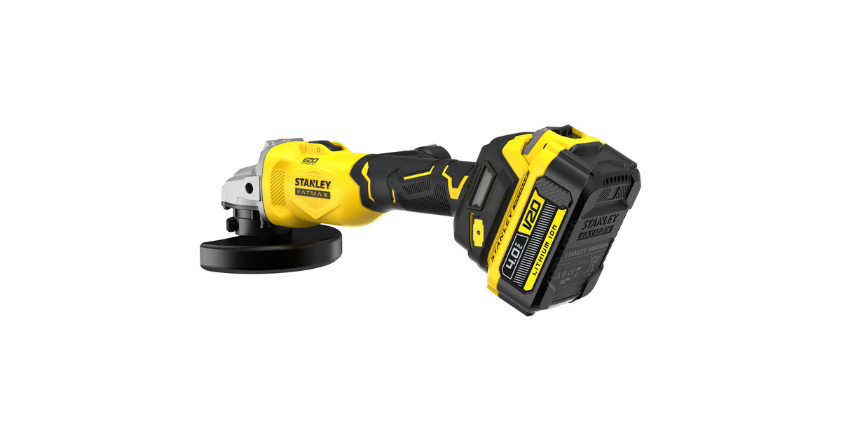 StanleyFATMAX V20 18V Haakse slijper 125mm  (Zwart/geel, Accu en oplader inbegrepen, met koffer)