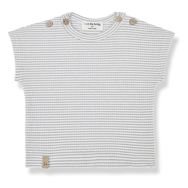 1+ in the family T-shirt Jad Rayé | Gris galet