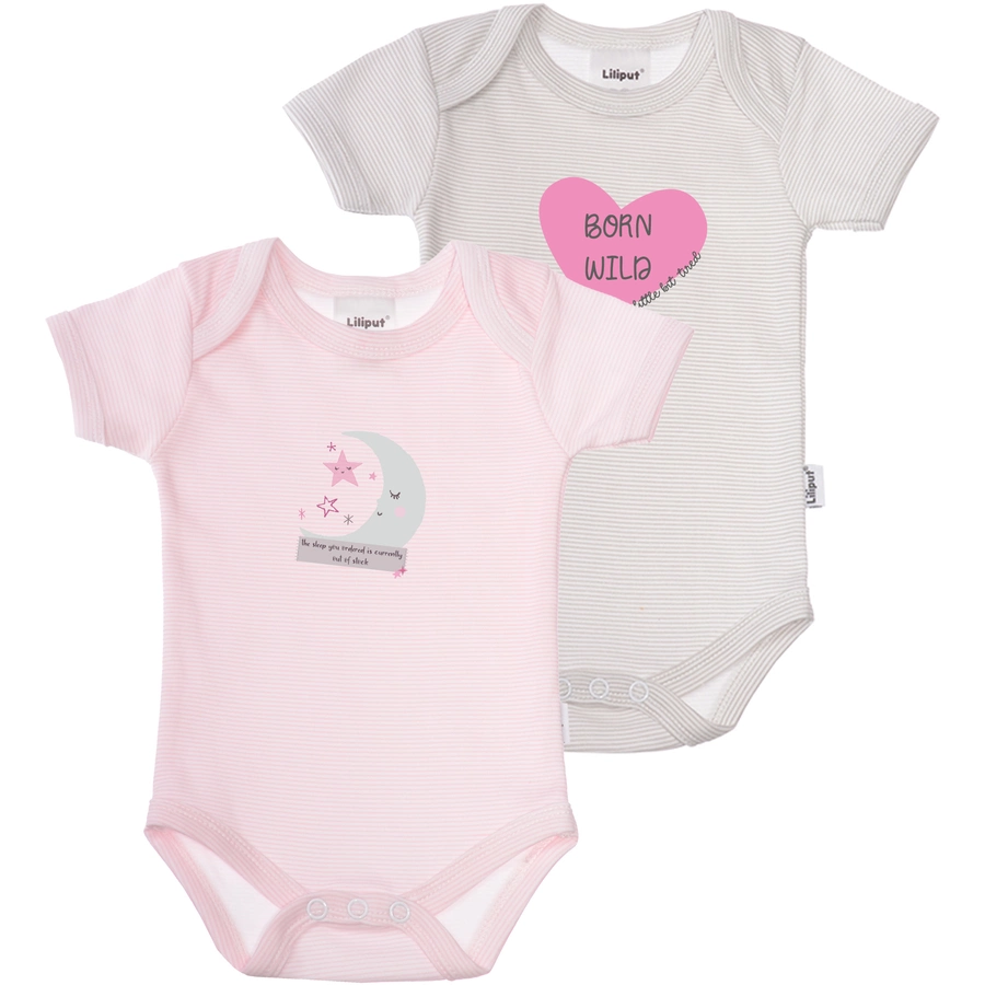 Liliput Baby-Bodies Born wild rosa gestreift grau gestreift