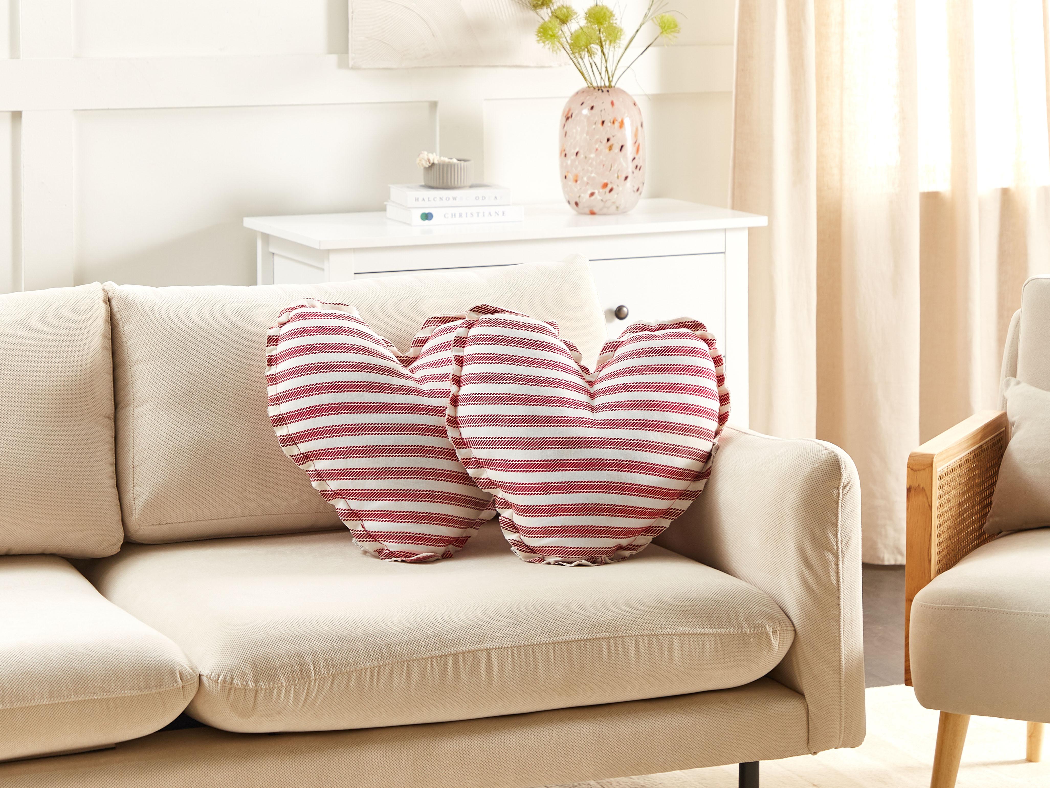 Set van 2 sierkussens RUBIA Katoen 45 x 45 cm Rood gestreept