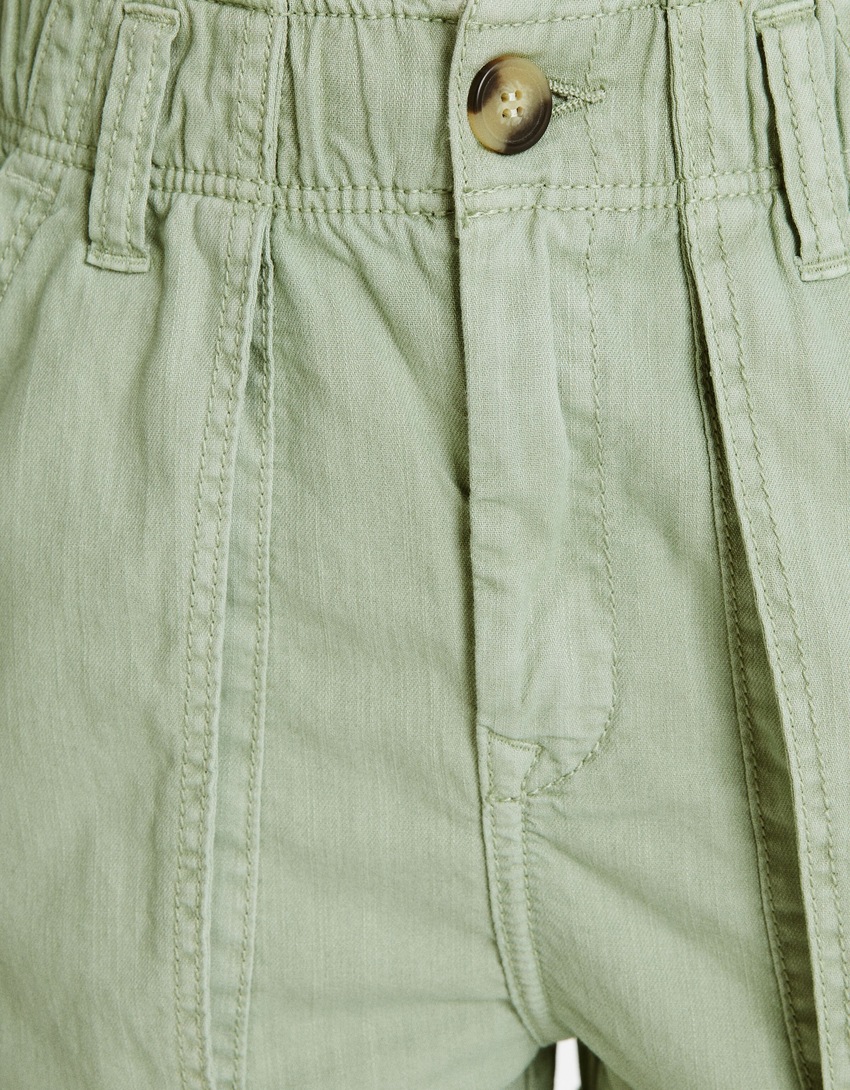 Bermudas de algodão estilo paperbag