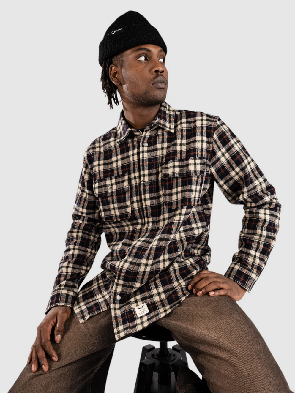 Fat Moose Adrian Check Shirt dark navy/ecru