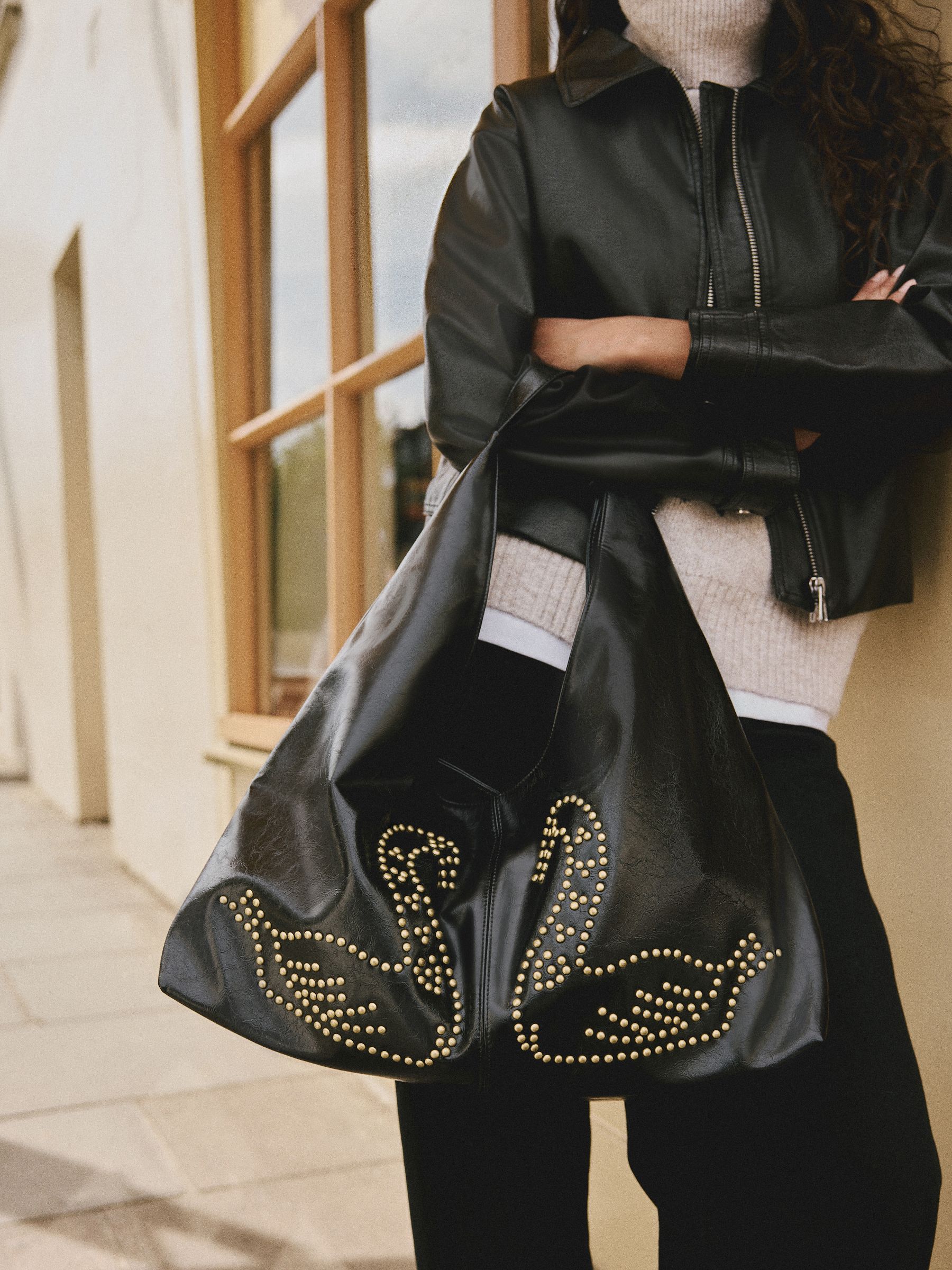 Rockett St George Studded Swan Hobo Shopper Bag