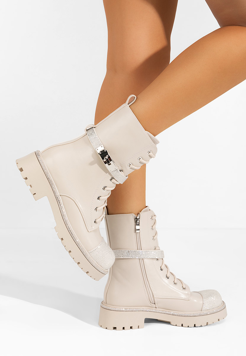 Bottines à semelle épaisse beige Aloya