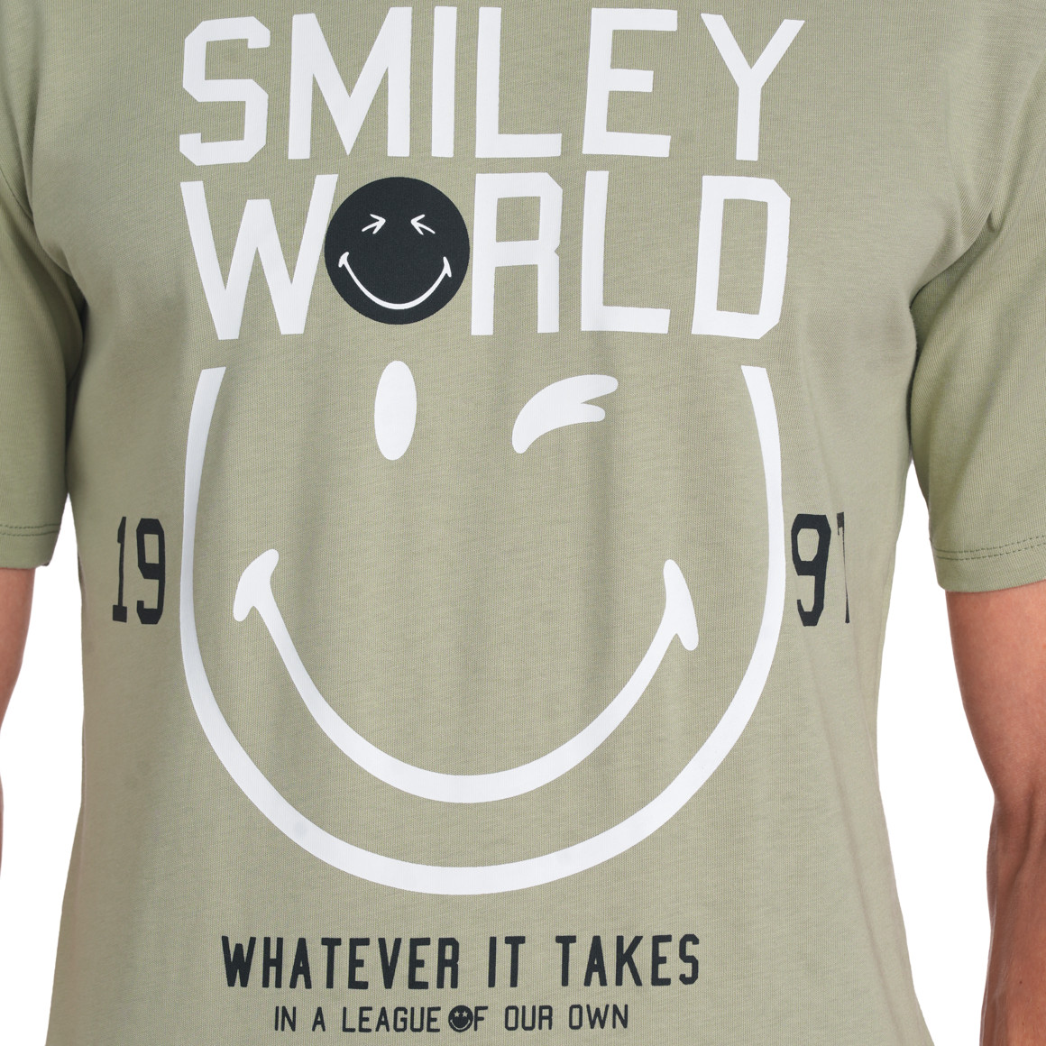 VanVaan SmileyWorld T-Shirt mit großem Print schilfgrün