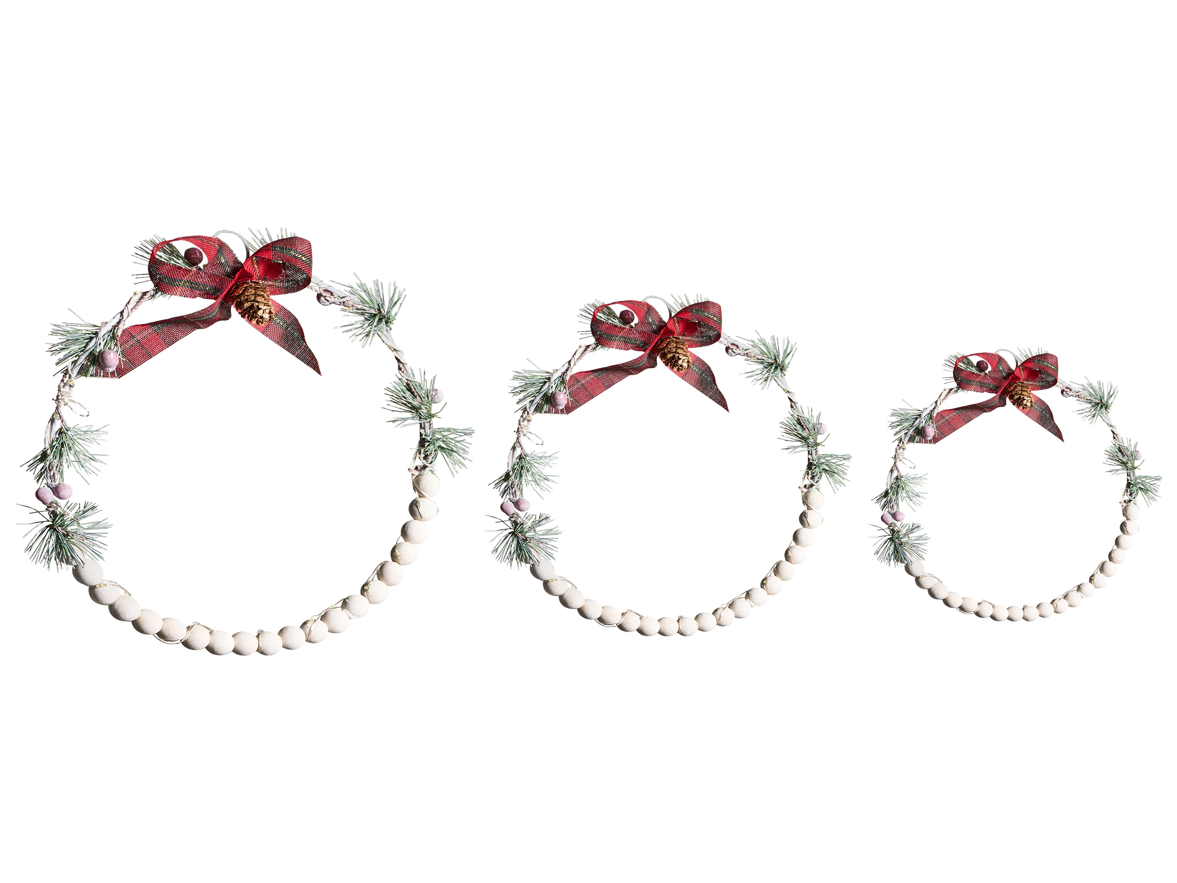 Set van 3 hangende decoraties LED KEITELE Krans 25/30/35 cm Wit