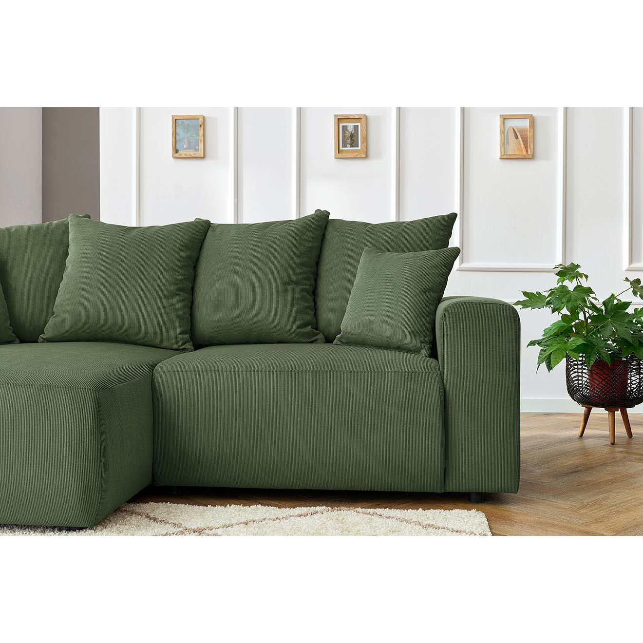 Bobochic Canapé d'angle fixe gauche Enjoy vert - 237x147x95 cm