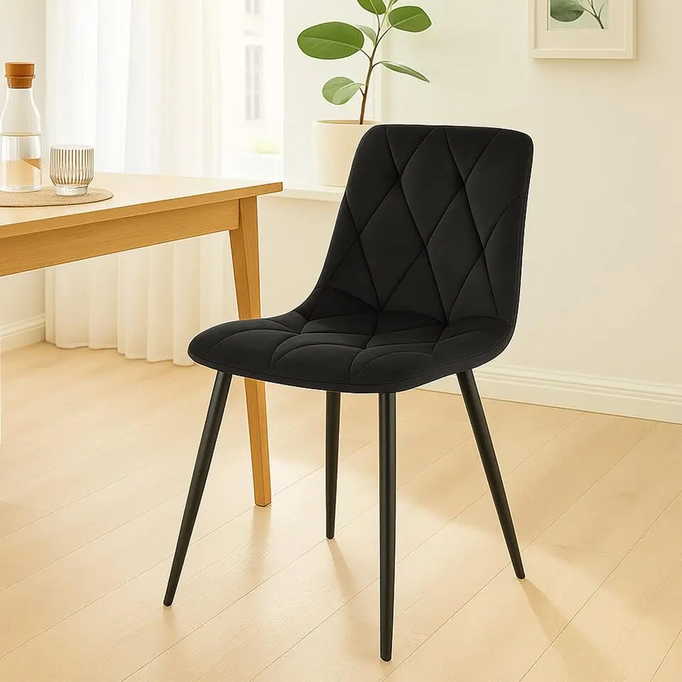 CLP Set van 2 Eetkamerstoel Clairton zwart Frame - Fluweel - zwart