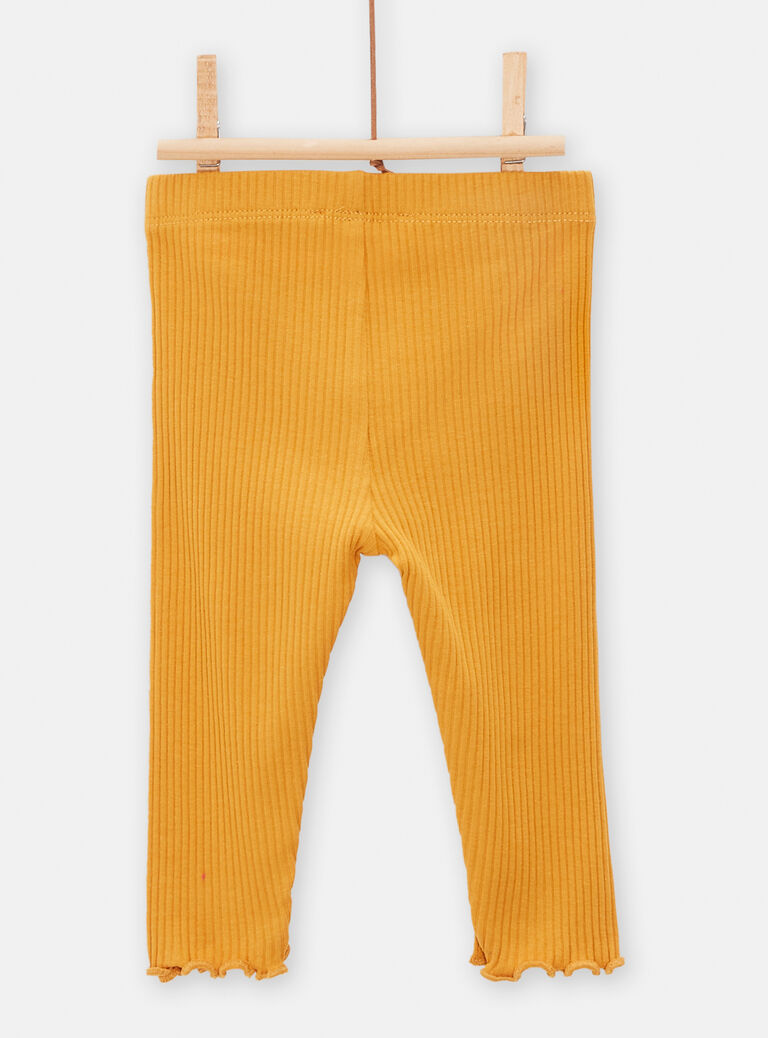 Legging côtelé jaune miel pour bébé fille
