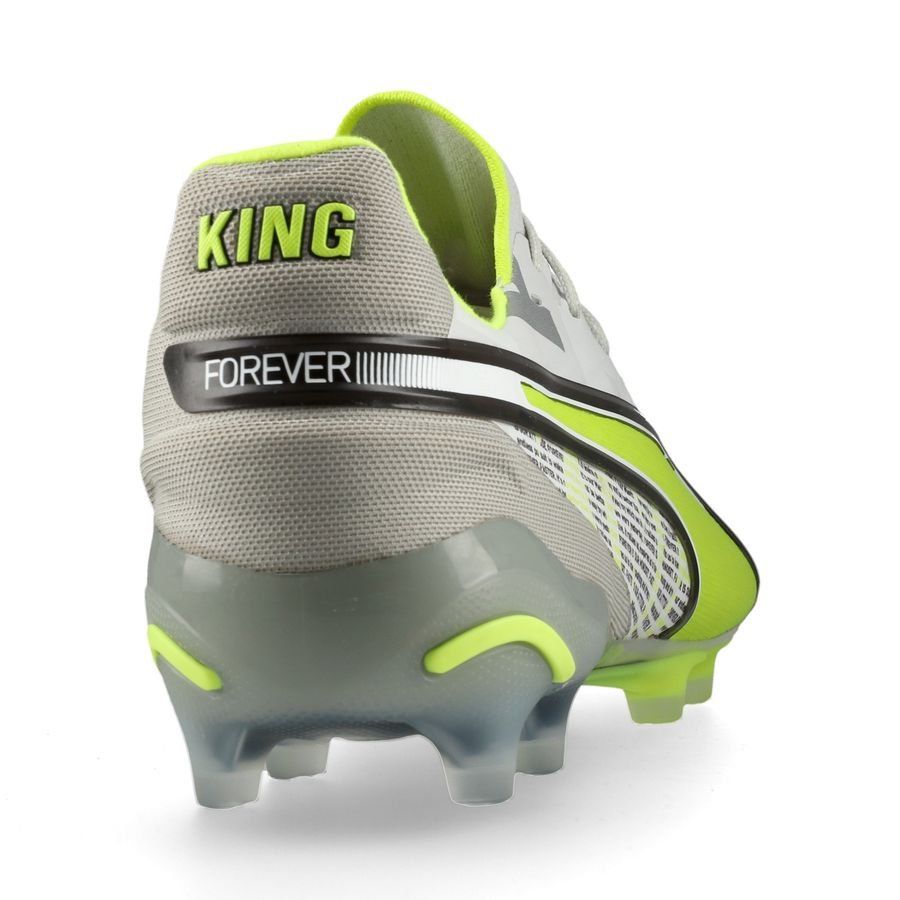 PUMA King Ultimate FG/AG Forever - Gris/Electric Lime/Blanc/Flat Light Gray ÉDITION LIMITÉE