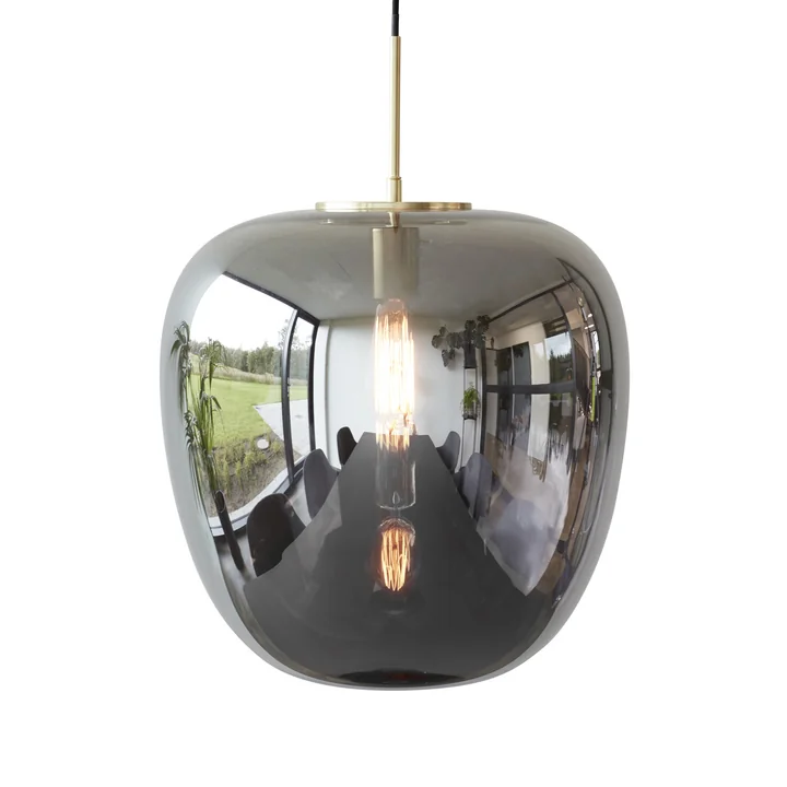 Hübsch Interior - Glas Pendelleuchte Ø 40 cm, Höhe 40 cm, verspiegelt / Messing