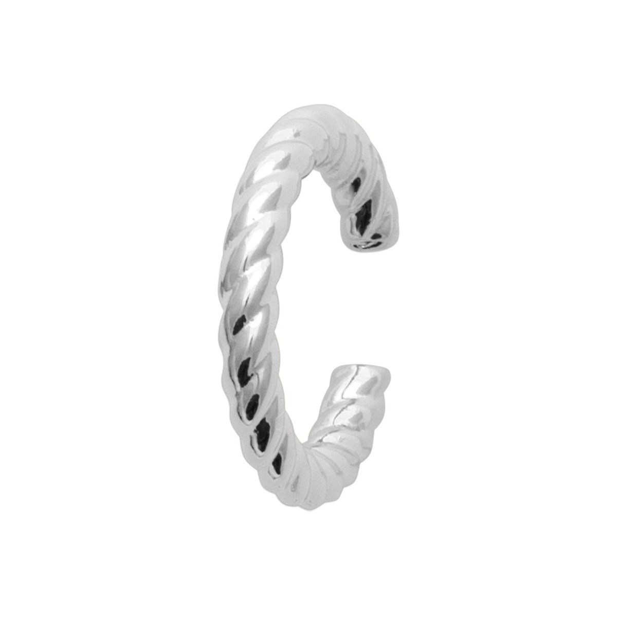 Clip d'oreille earcuff fil effet tressé Argent 925 Rhodié