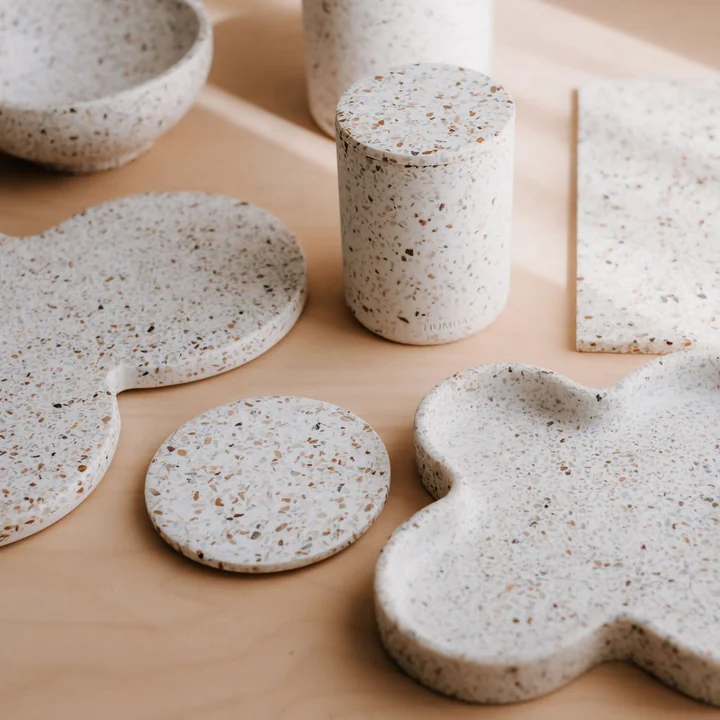 Humdakin - Milan Terrazzo Tablett, 34 x 28 cm, rot / beige