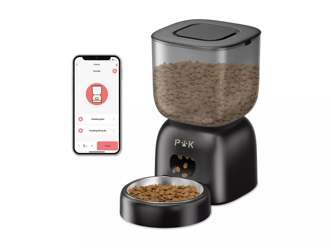 3L WiFi Distributeur Croquettes Chat Automatique - Noir Mangeoire Automatique pour Chat et Chien - 10 Repas par Jour - Enregistrement Vocal 10s