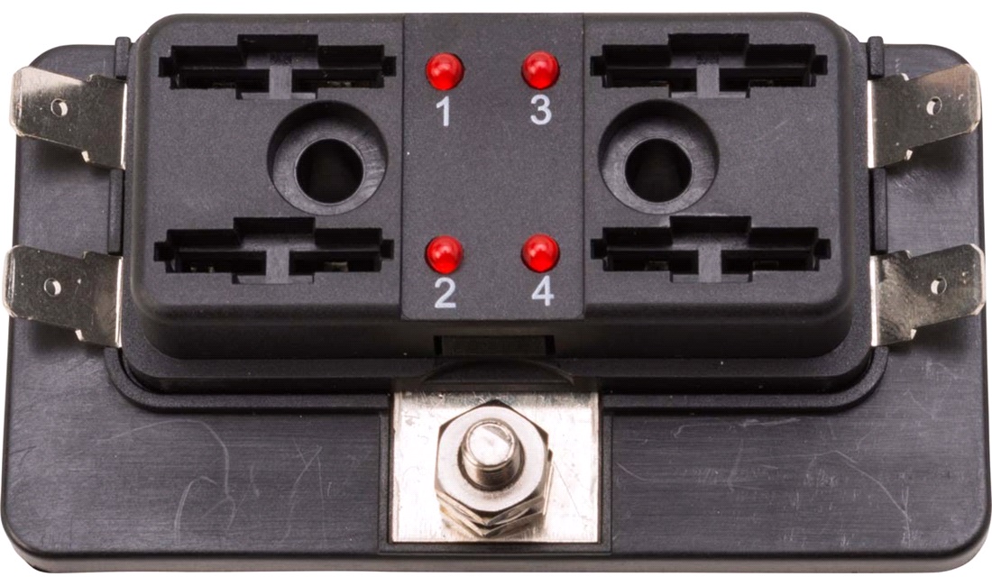 Sikringsboks 4 sikringer m LED indikator