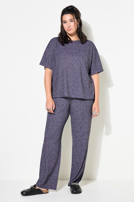 Schlafanzug, Zweiteiler, Rippjersey, Halbarm, lange Hose