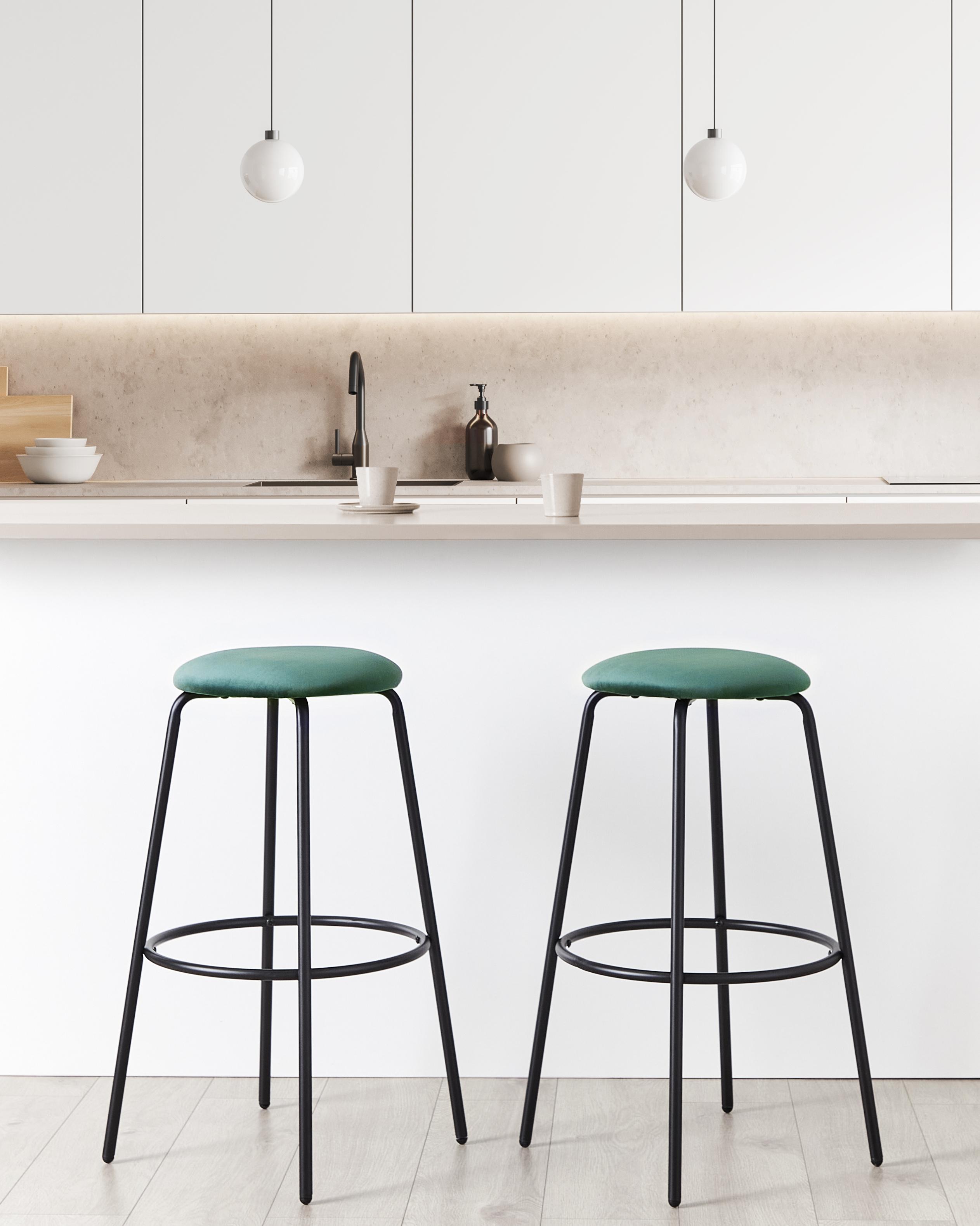 Set van 2 barstoelen MORTON Fluweel Smaragdgroen