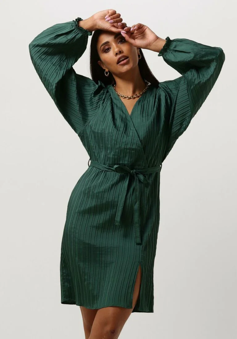 ANOTHER LABEL donkergroene another label mini jurk loisa dress l/s