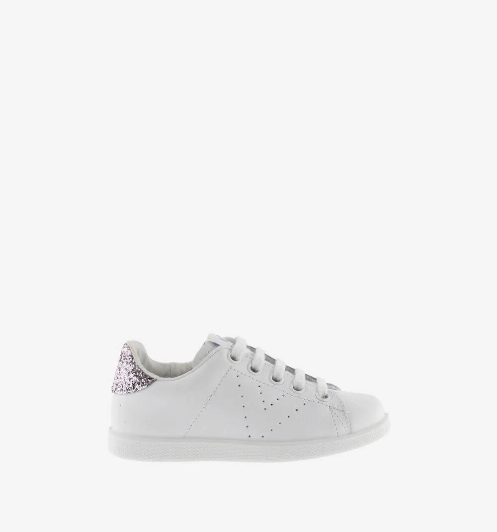 TENIS CUIR & GLITTER Baskets blanches en cuir LIRIO