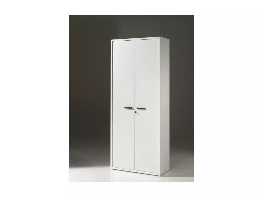Armoire de bureau – 2 portes et étagères – Collection SOON – Blanc Mat