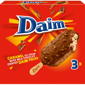 Daim Caramel Ice Cream with Milk Chocolate Coated Daim Pieces 3 Stuks