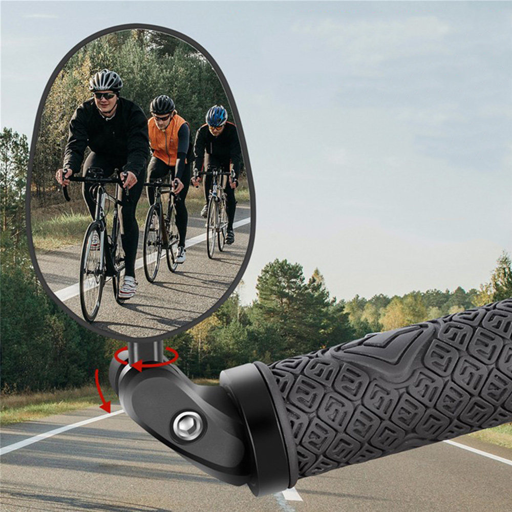 360° Universal Fahrrad Rückspiegel Velo Lenkstangen Spiegel mit Reflektor - Schwarz