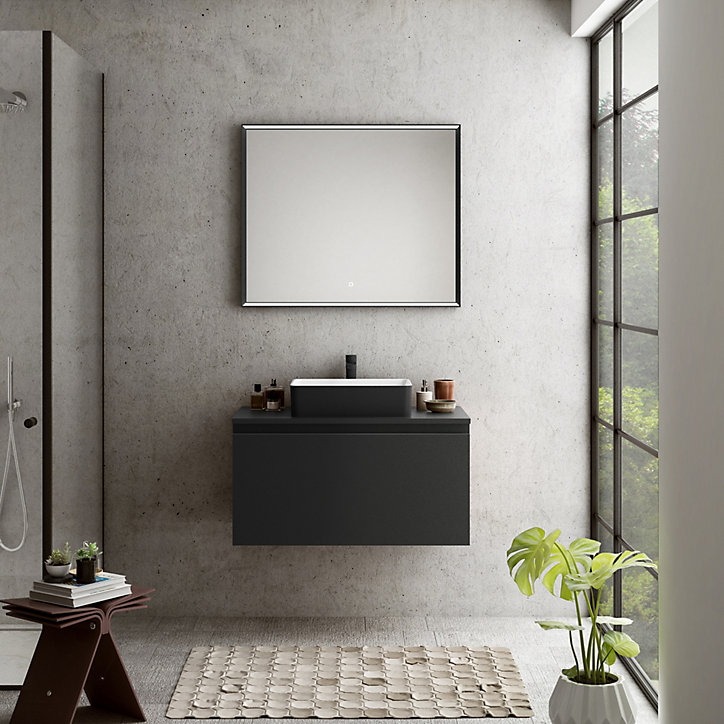 Plan de toilette pour vasque à poser noir 90 cm Pura