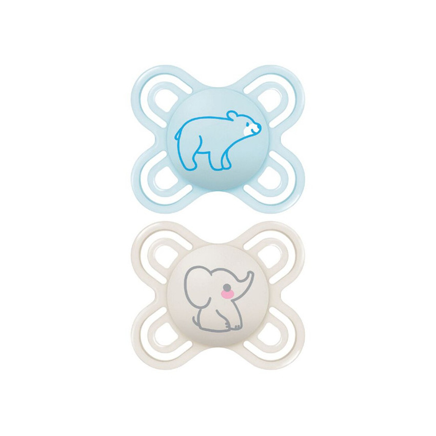 Lot de 2 sucettes silicone Perfect 0-2M animaux (modèle aléatoire)