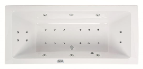 Lambini Designs Cube bubbelbad 170x75cm elektronisch 6 4 2 hydrojets en 12 aerojets met bedieningspaneel chroom