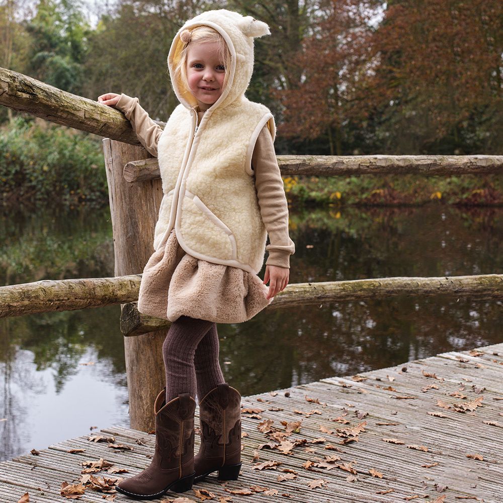 Moonrise kids wollen vestje beige met oortjes