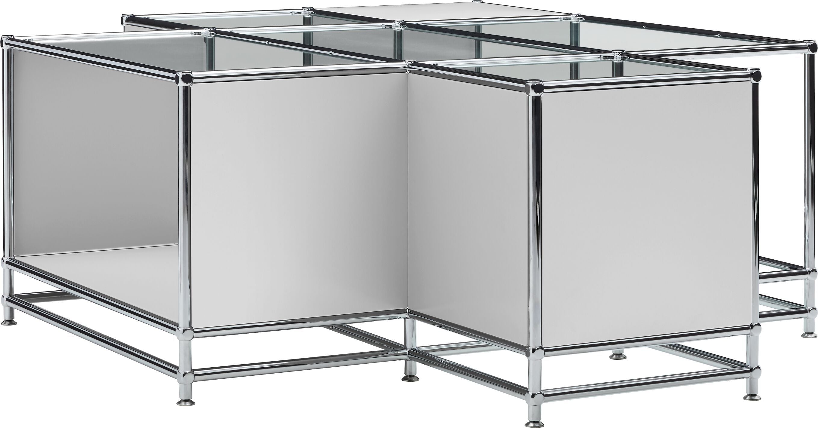 FLEXCUBE_Salontisch_Glas_h`grau_152x116 - Hellgrau / B: 152.5 cm x T: 115.0 cm x H: 49.0 cm
