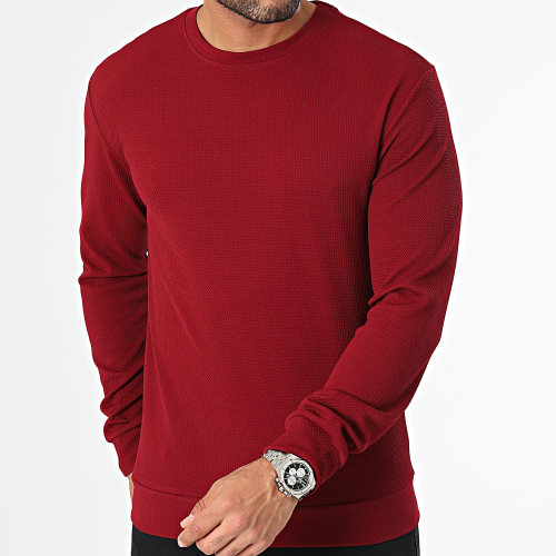 Sweat Crewneck Texturé Waffle 0547 Bordeaux