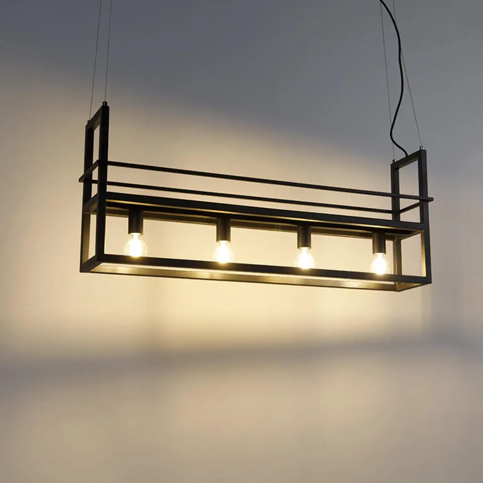 Qazqa hanglampen cage rack zwart e27