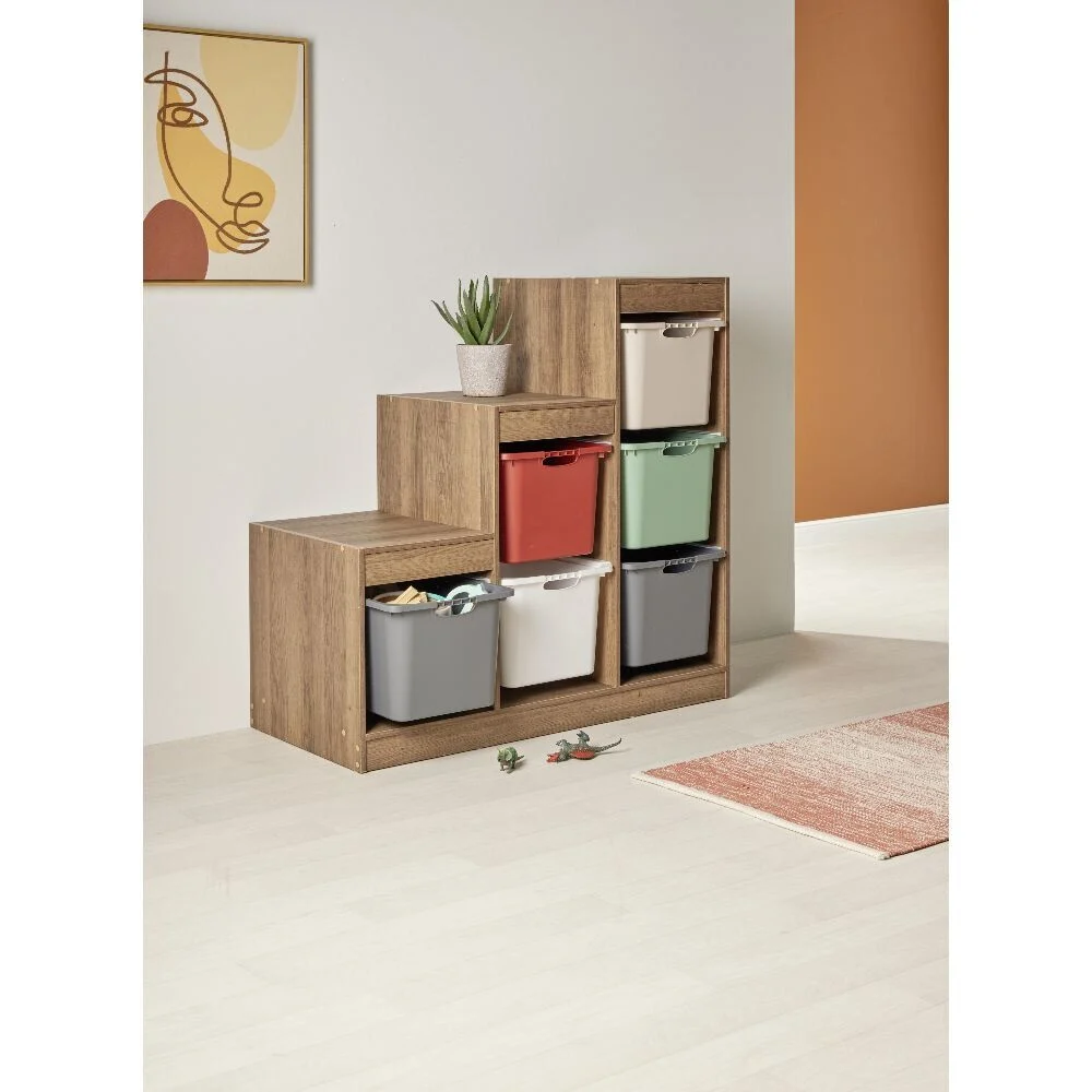 Structure pour bac de rangement 6 cases bois marron