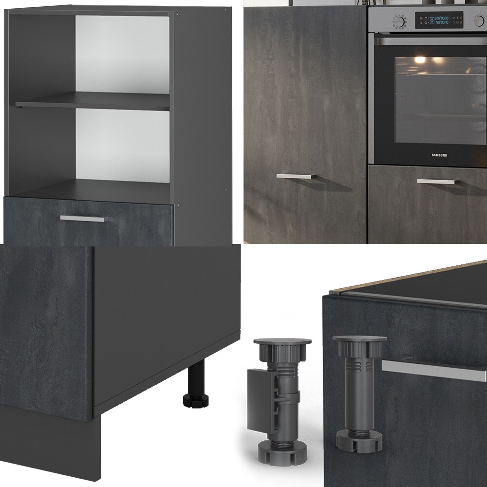 Vicco Küchenblock R-Line 180 cm Schwarz Beton Anthrazit ohne Arbeitsplatte