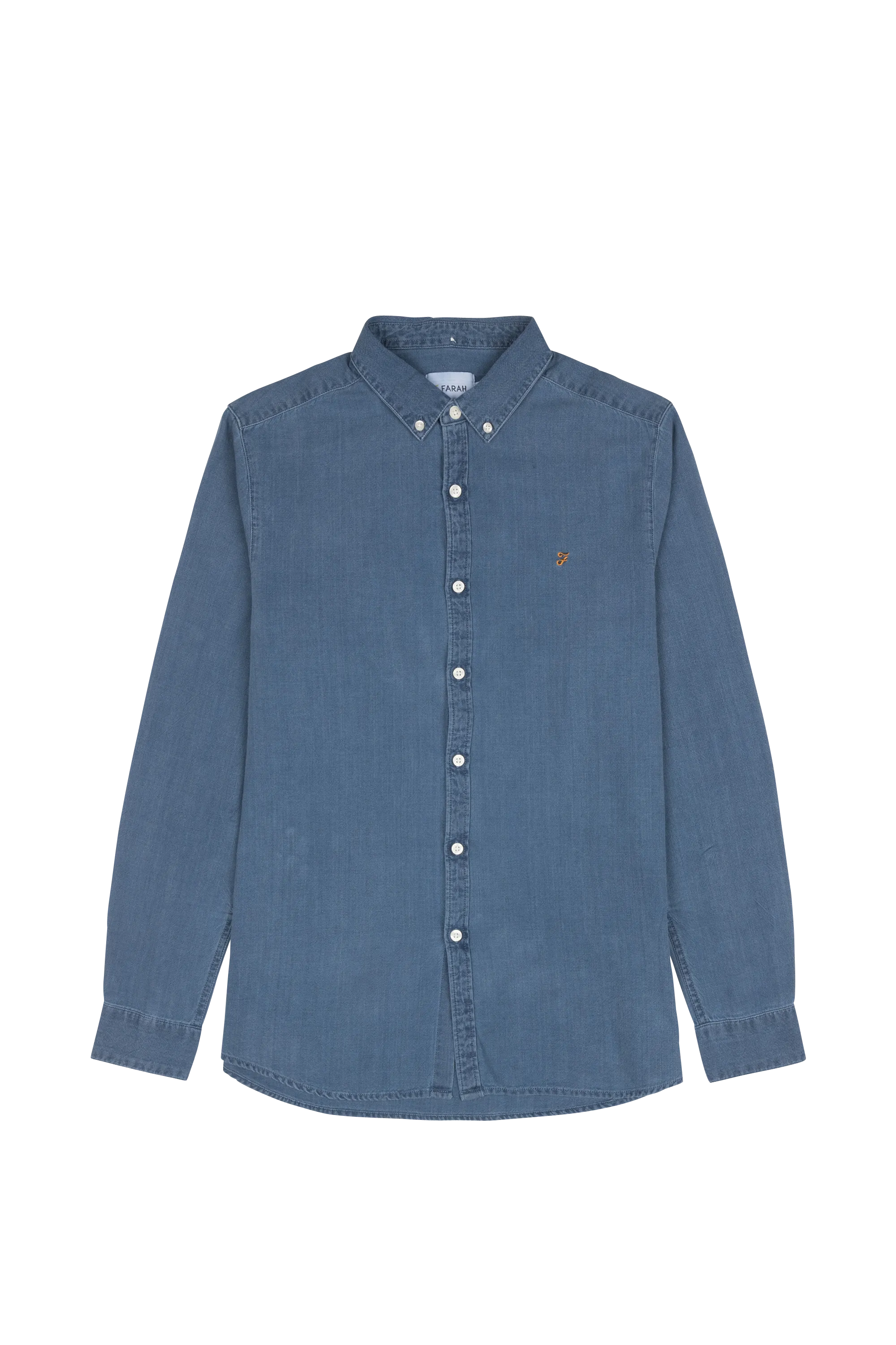 FARAH Chemise BREWER INDIGO SLM LS Bleu