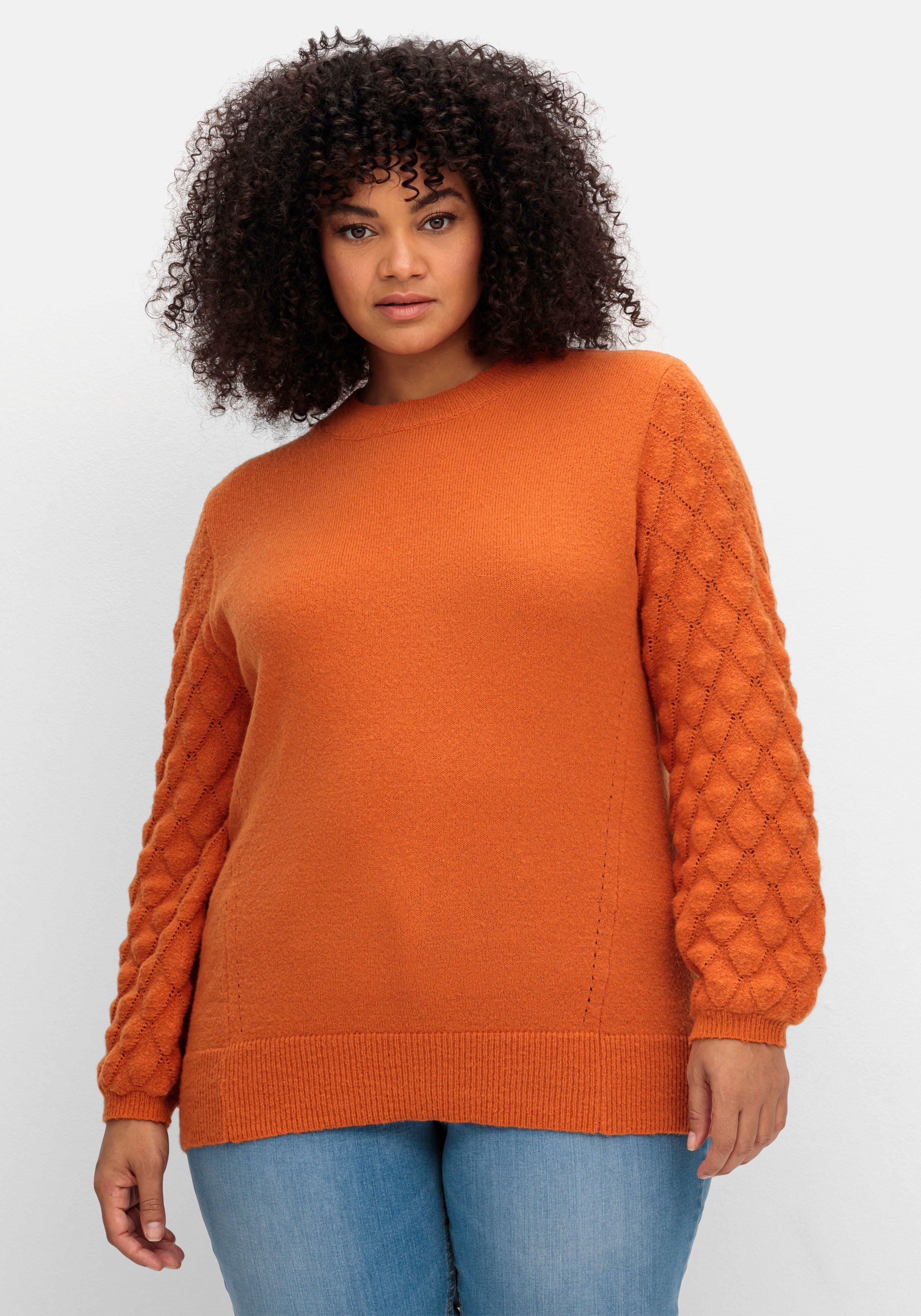 Pullover mit Rauten- und Ajourmuster