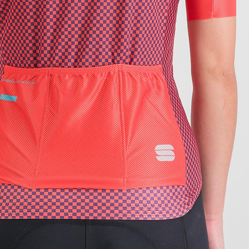 Sportful Checkmate Fietsshirt Korte Mouwen Roze/Paars Dames