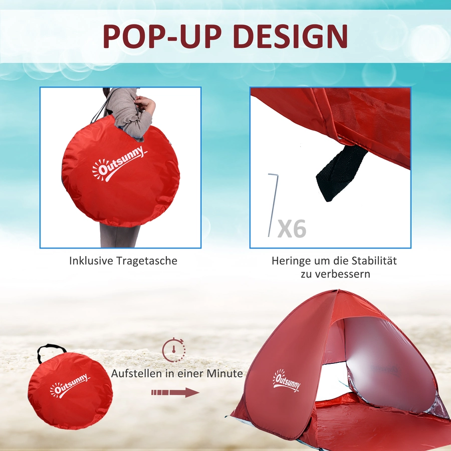 Outsunny Pop-Up Zelt für 2 Personen rot