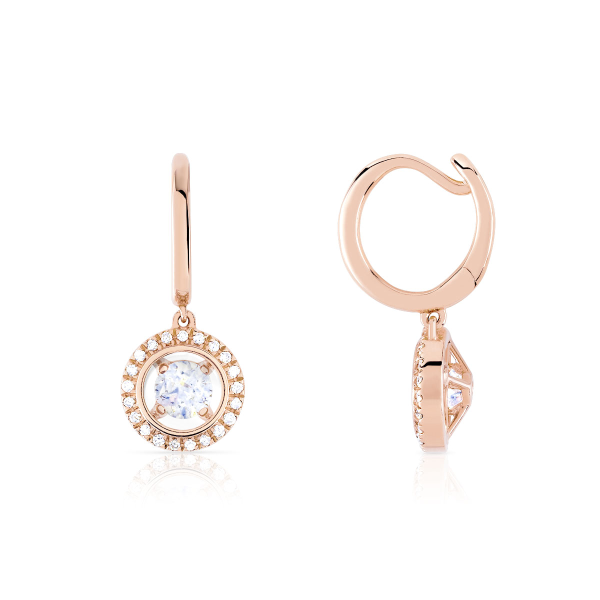 Boucles d'oreilles or 375 rose diamant