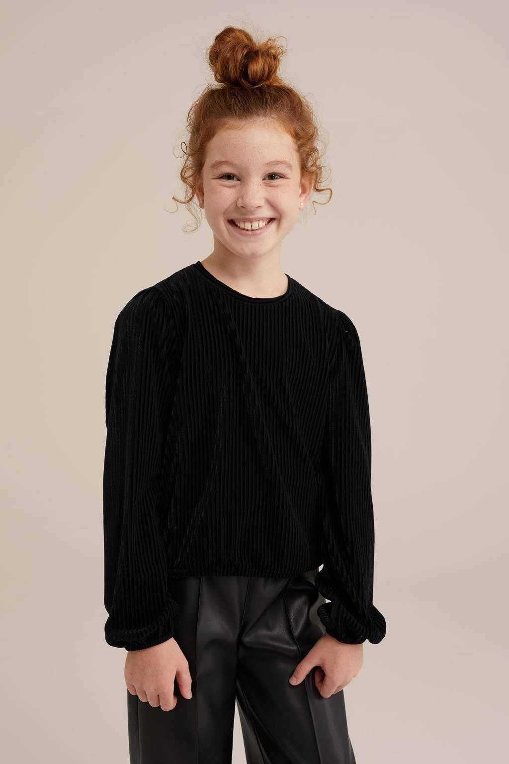 WE Fashion zwart rib gebreid